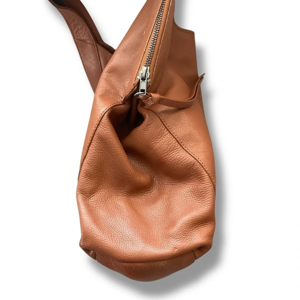 Kooba Whiskey Brown Zip Double Strap Hobo Satchel Tote Bag Medium Size
